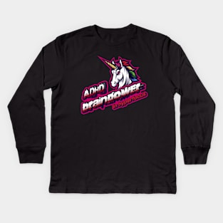 ADHD brainpower in hyperfocus unicorn Kids Long Sleeve T-Shirt